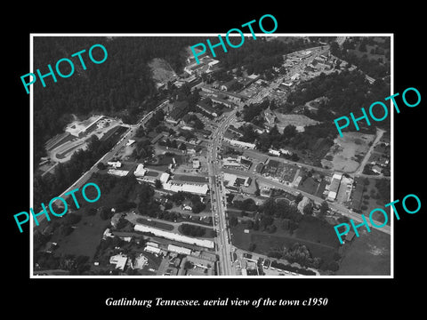 OLD LARGE HISTORIC PHOTO GATLINBURG TENNESSEE, AERIAL VIEW OF THE TOWN c1950 2