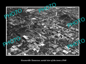 OLD LARGE HISTORIC PHOTO GREENVILLE TENNESSEE, AERIAL VIEW OF THE TOWN c1940 1