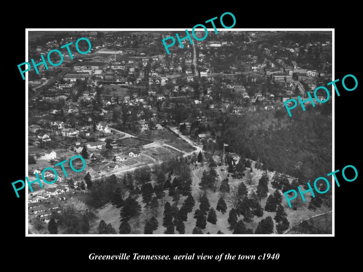 OLD LARGE HISTORIC PHOTO GREENVILLE TENNESSEE, AERIAL VIEW OF THE TOWN c1940 2