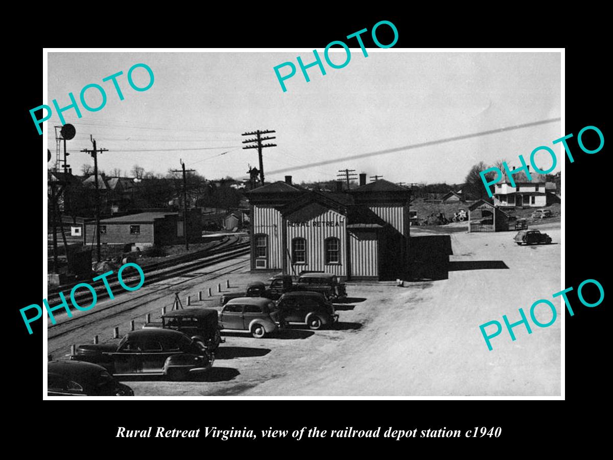 OLD LARGE HISTORIC PHOTO OF RURAL RETREAT VIRGINIA, RAILROAD DEPOT STATION 1940