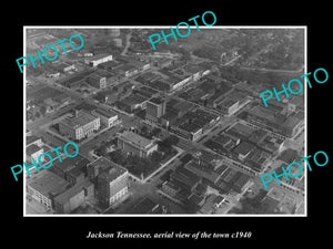 OLD LARGE HISTORIC PHOTO JACKSON TENNESSEE, AERIAL VIEW OF THE TOWN c1940