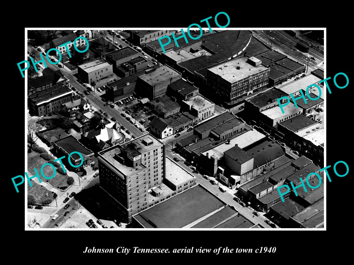 OLD LARGE HISTORIC PHOTO JOHNSON CITY TENNESSEE, AERIAL VIEW OF THE TOWN c1940 1