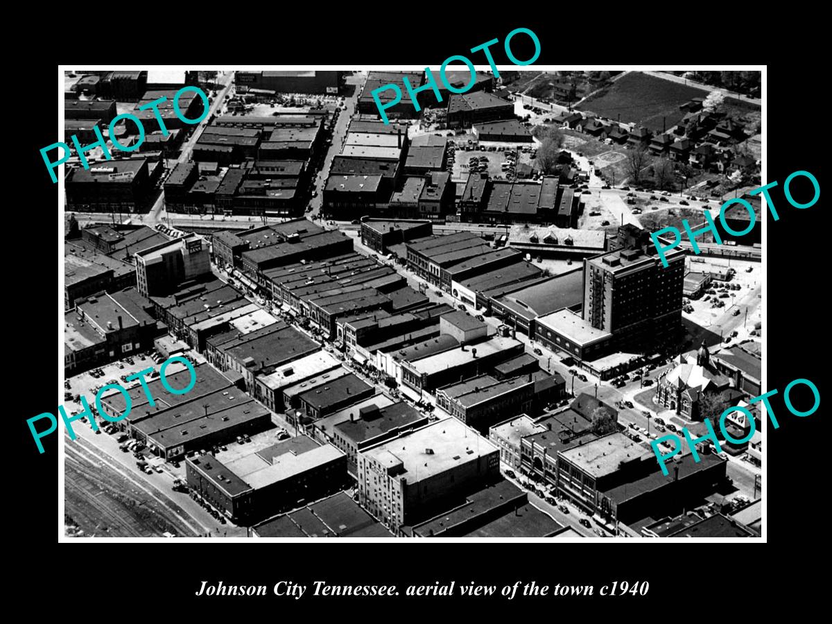 OLD LARGE HISTORIC PHOTO JOHNSON CITY TENNESSEE, AERIAL VIEW OF THE TOWN c1940 2