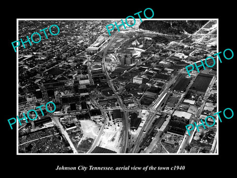 OLD LARGE HISTORIC PHOTO JOHNSON CITY TENNESSEE, AERIAL VIEW OF THE TOWN c1940 3