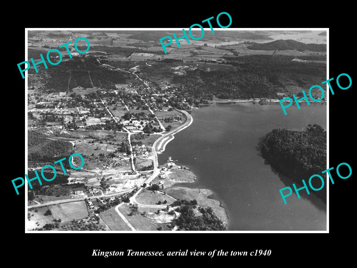 OLD LARGE HISTORIC PHOTO KINGSTON TENNESSEE, AERIAL VIEW OF THE TOWN c1940