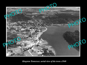 OLD LARGE HISTORIC PHOTO KINGSTON TENNESSEE, AERIAL VIEW OF THE TOWN c1940