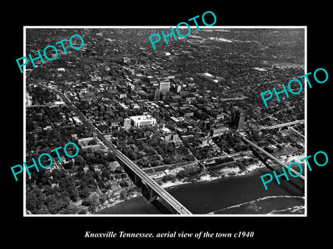 OLD LARGE HISTORIC PHOTO KNOXVILLE TENNESSEE, AERIAL VIEW OF THE TOWN c1940 1