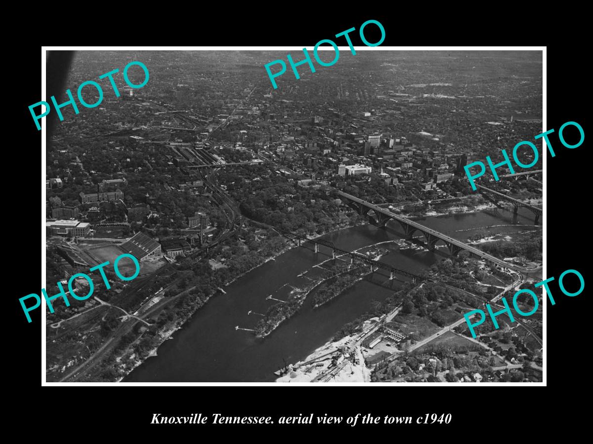 OLD LARGE HISTORIC PHOTO KNOXVILLE TENNESSEE, AERIAL VIEW OF THE TOWN c1940 2