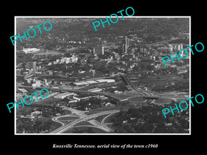 OLD LARGE HISTORIC PHOTO KNOXVILLE TENNESSEE, AERIAL VIEW OF THE TOWN c1960