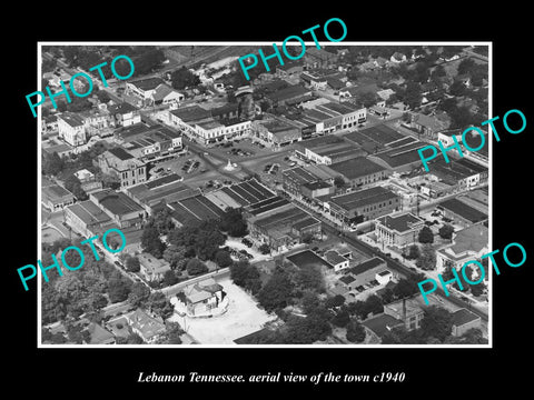 OLD LARGE HISTORIC PHOTO LEBANON TENNESSEE, AERIAL VIEW OF THE TOWN c1940