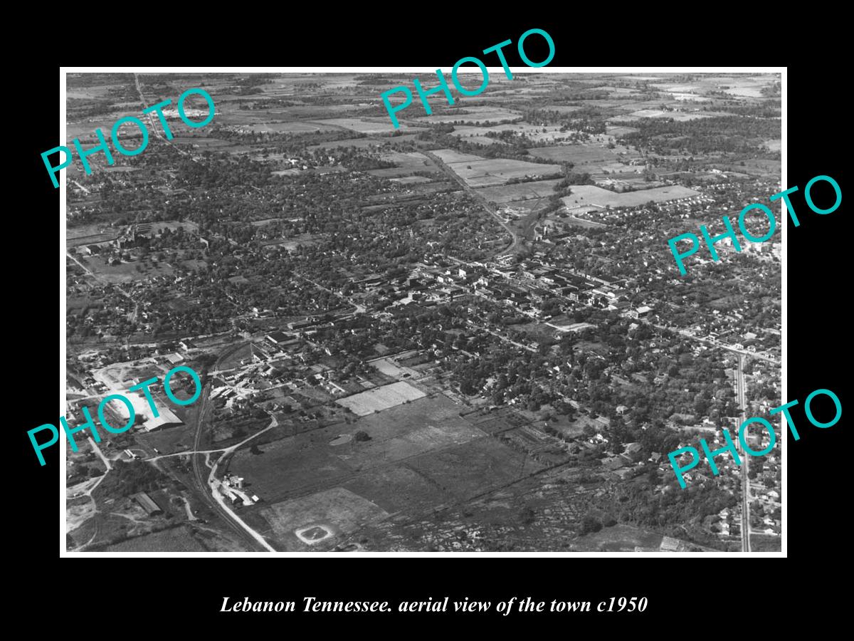 OLD LARGE HISTORIC PHOTO LEBANON TENNESSEE, AERIAL VIEW OF THE TOWN c1950