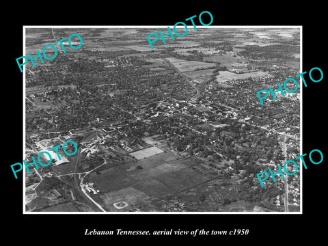 OLD LARGE HISTORIC PHOTO LEBANON TENNESSEE, AERIAL VIEW OF THE TOWN c1950