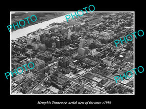 OLD LARGE HISTORIC PHOTO MEMPHIS TENNESSEE, AERIAL VIEW OF THE TOWN c1950 1