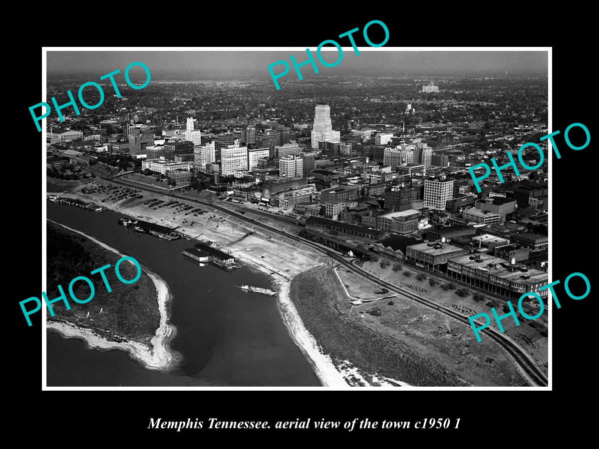 OLD LARGE HISTORIC PHOTO MEMPHIS TENNESSEE, AERIAL VIEW OF THE TOWN c1950 2