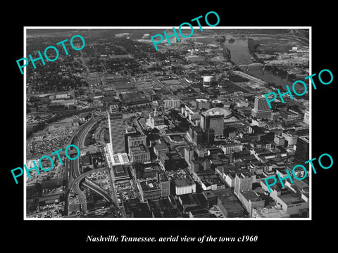 OLD LARGE HISTORIC PHOTO NASHVILLE TENNESSEE, AERIAL VIEW OF THE TOWN c1960 2