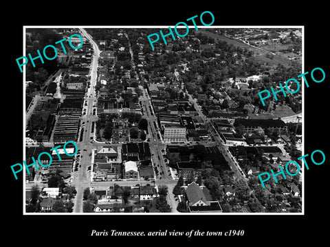 OLD LARGE HISTORIC PHOTO PARIS TENNESSEE, AERIAL VIEW OF THE TOWN c1940