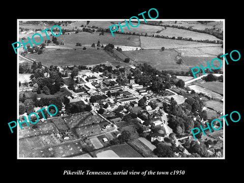 OLD LARGE HISTORIC PHOTO PIKEVILLE TENNESSEE, AERIAL VIEW OF THE TOWN c1950