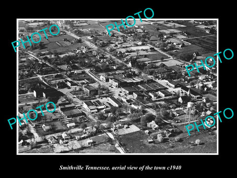 OLD LARGE HISTORIC PHOTO SMITHVILLE TENNESSEE, AERIAL VIEW OF THE TOWN c1940