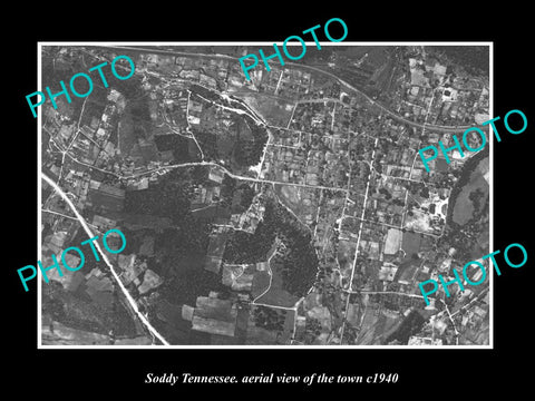 OLD LARGE HISTORIC PHOTO SODDY TENNESSEE, AERIAL VIEW OF THE TOWN c1940