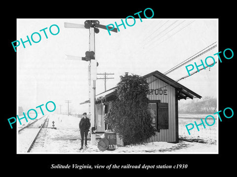 OLD LARGE HISTORIC PHOTO OF SOLITUDE VIRGINIA, RAILROAD DEPOT STATION c1930