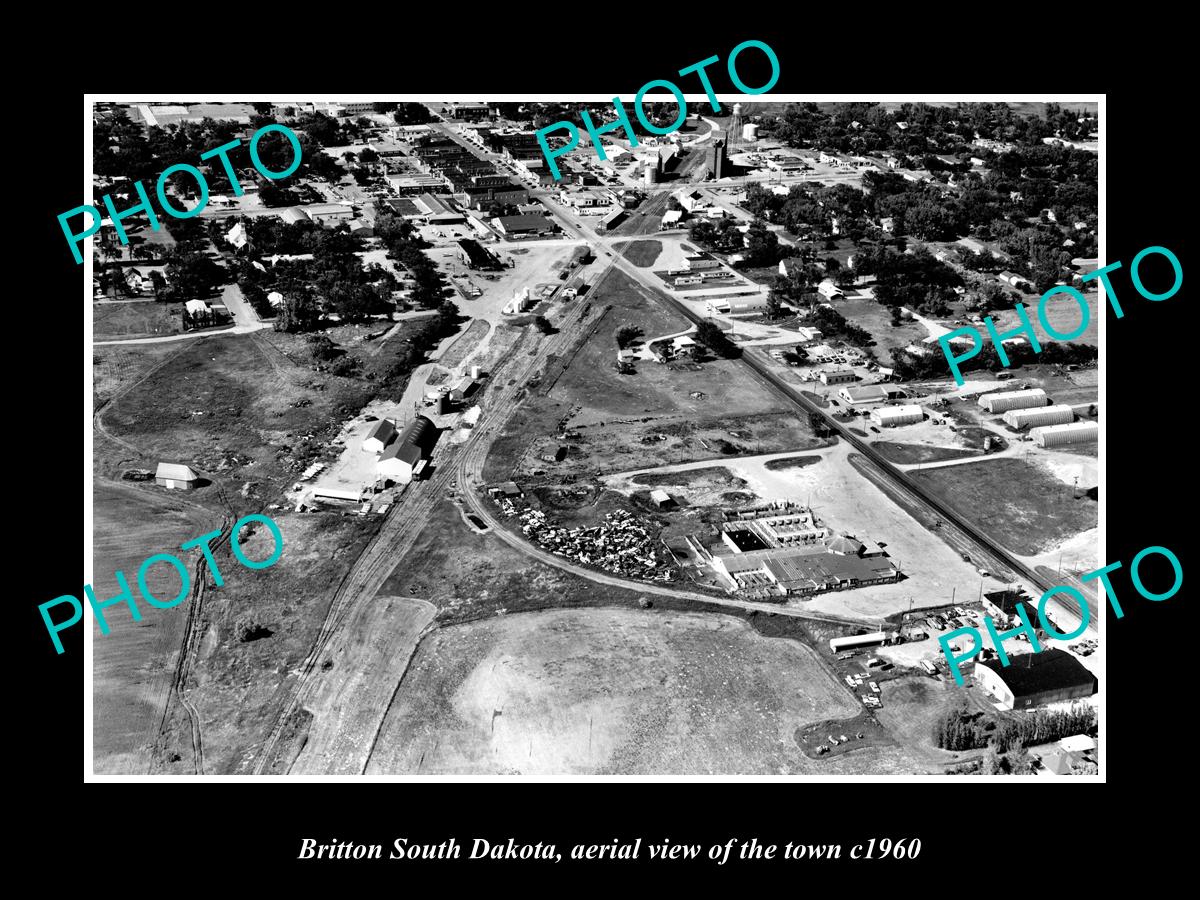 OLD LARGE HISTORIC PHOTO BRITTON SOUTH DAKOTA, AERIAL VIEW OF THE TOWN Images and Archives