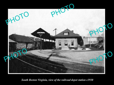 OLD LARGE HISTORIC PHOTO OF SOUTH BOSTON VIRGINIA, RAILROAD DEPOT STATION 1930 1