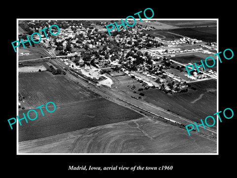 OLD LARGE HISTORIC PHOTO MADRID IOWA, AERIAL VIEW OF THE TOWN c1960 1