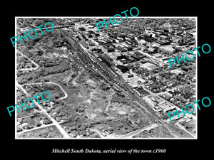 OLD LARGE HISTORIC PHOTO MITCHELL SOUTH DAKOTA, AERIAL VIEW OF THE TOWN c1960 1