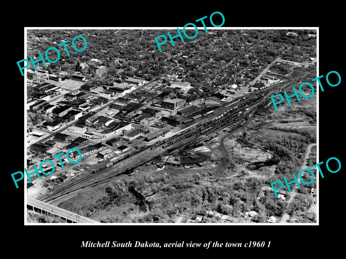 OLD LARGE HISTORIC PHOTO MITCHELL SOUTH DAKOTA, AERIAL VIEW OF THE TOWN c1960 2