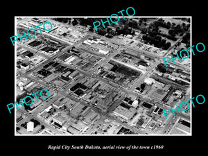 OLD LARGE HISTORIC PHOTO RAPID CITY SOUTH DAKOTA, AERIAL VIEW OF THE TOWN 1960 1