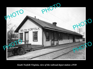 OLD LARGE HISTORIC PHOTO OF SOUTH NORFOLK VIRGINIA, RAILROAD DEPOT STATION c1930