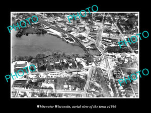 OLD LARGE HISTORIC PHOTO WHITEWATER WISCONSIN, AERIAL VIEW OF THE TOWN c1960 3