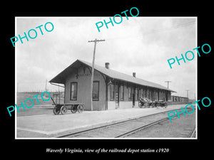 OLD LARGE HISTORIC PHOTO OF WAVERLY VIRGINIA, THE RAILROAD DEPOT STATION c1920