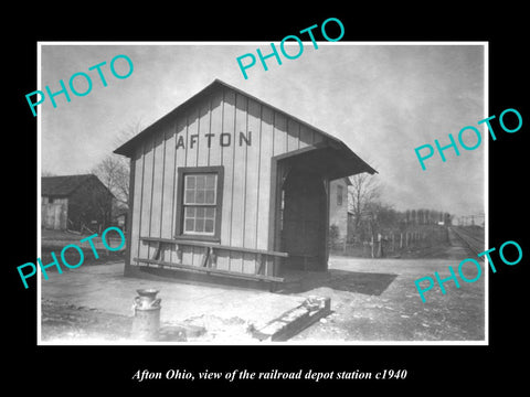 OLD LARGE HISTORIC PHOTO OF AFTON OHIO, THE RAILROAD DEPOT STATION c1940