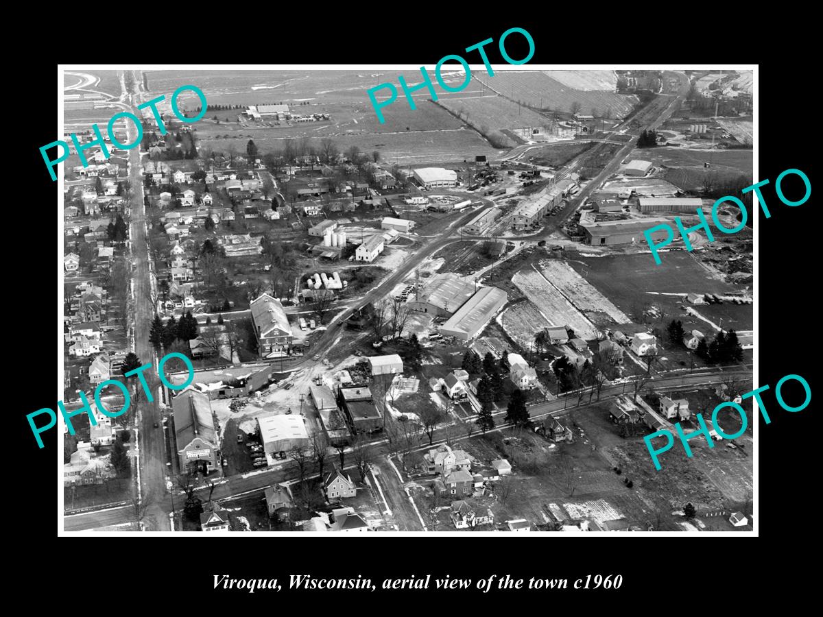 OLD LARGE HISTORIC PHOTO VIROQUA WISCONSIN, TOWN AERIAL VIEW c1940 1