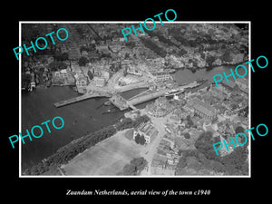 OLD LARGE HISTORIC PHOTO ZAANDAM NETHERLANDS HOLLAND, TOWN AERIAL VIEW c1940 1