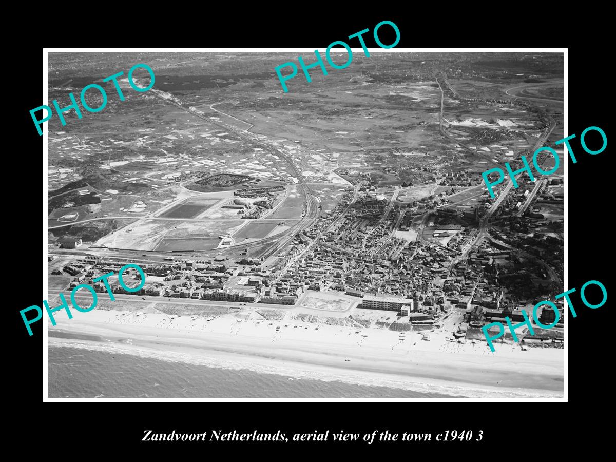 OLD LARGE HISTORIC PHOTO ZANDVOORT NETHERLANDS HOLLAND, TOWN AERIAL VIEW c1940 4