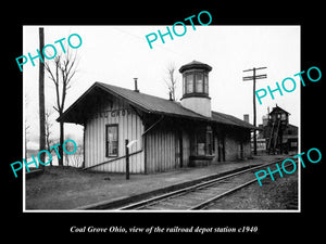 OLD LARGE HISTORIC PHOTO OF COAL GROVE OHIO, THE RAILROAD DEPOT STATION c1940