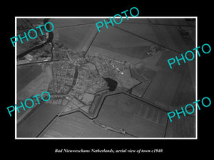 OLD LARGE HISTORIC PHOTO BAD NIEUWESCHANS NETHERLANDS, TOWN AERIAL VIEW c1940