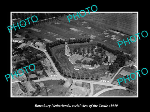 OLD LARGE HISTORIC PHOTO BATENBURG NETHERLANDS HOLLAND, TOWN AERIAL VIEW c1940