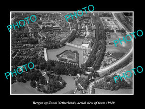 OLD LARGE HISTORIC PHOTO BERGEN OP ZOOM NETHERLANDS HOLLAND, AERIAL VIEW c1940