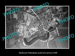 OLD LARGE HISTORIC PHOTO BREDEVOORT NETHERLANDS HOLLAND, TOWN AERIAL VIEW c1940