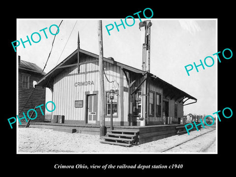 OLD LARGE HISTORIC PHOTO OF CRIMORA OHIO, THE RAILROAD DEPOT STATION c1940