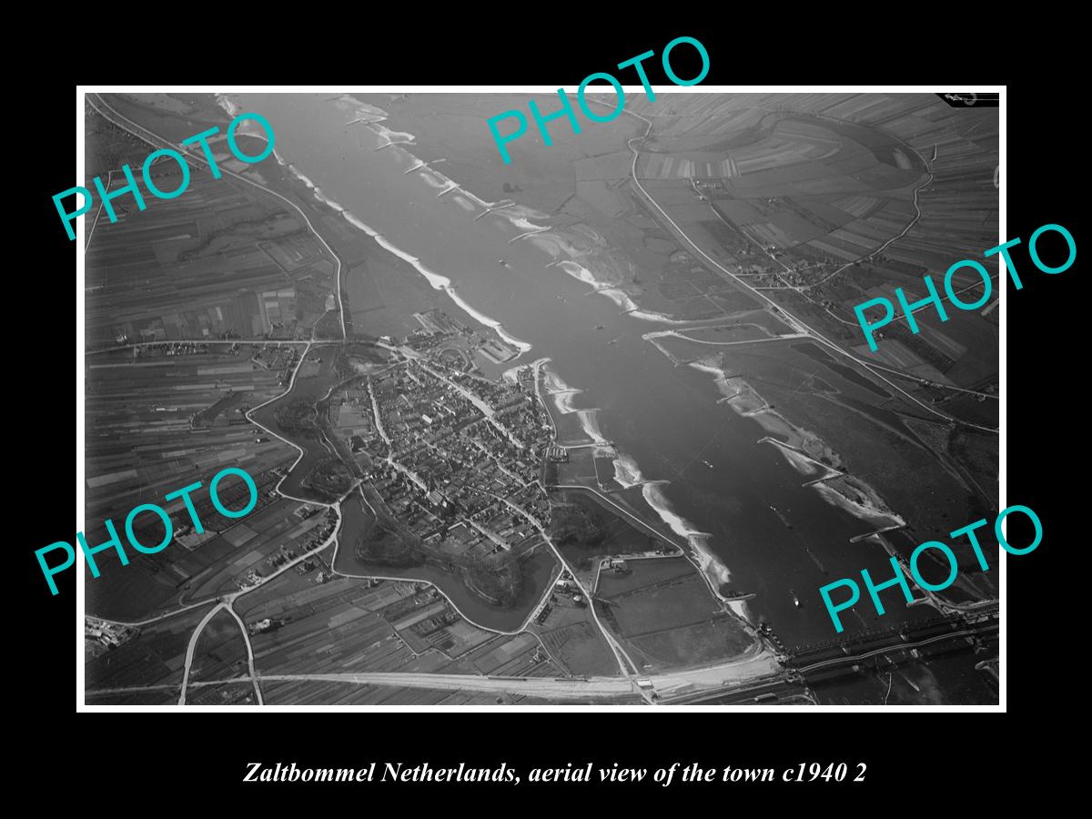 OLD LARGE HISTORIC PHOTO ZALTBOMMEL NETHERLANDS HOLLAND, TOWN AERIAL VIEW 1940 3