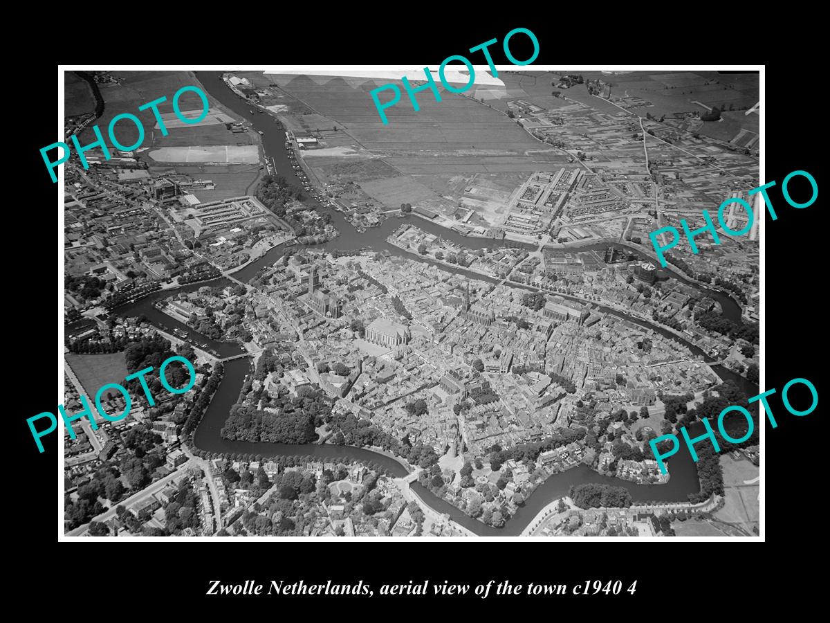 OLD LARGE HISTORIC PHOTO ZWOLLE NETHERLANDS HOLLAND, TOWN AERIAL VIEW c1940 5