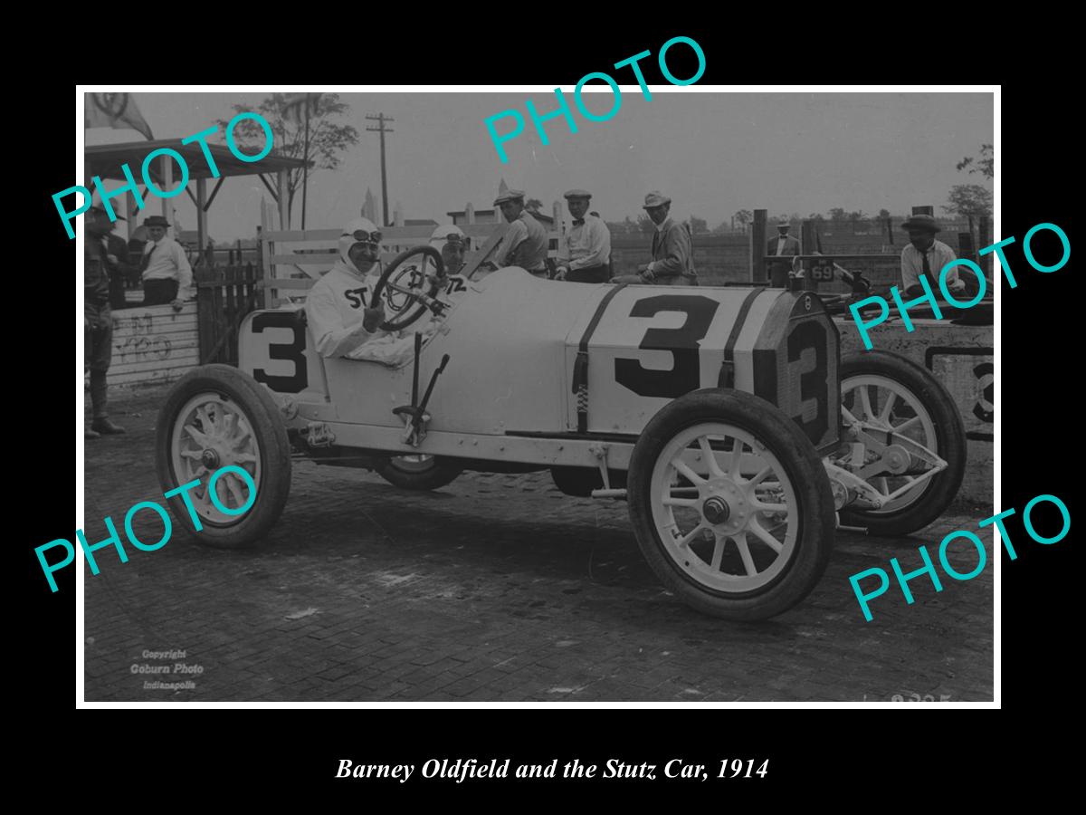 OLD LARGE HISTORIC MOTOR RACING PHOTO, BARNEY OLDFIELD STUTZ RACING CA ...
