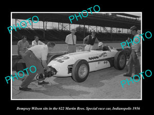 OLD LARGE HISTORIC MOTOR RACING PHOTO, DEMPSEY WILSON INDIANAPOLIS RACE CAR 1956