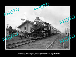 OLD LARGE HISTORIC PHOTO ISSAQUAH WASHINGTON, THE RAILROAD DEPOT c1950