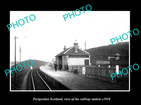 OLD LARGE HISTORIC PHOTO PORTGORDON SCOTLAND, THE RAILWAY STATION c1910