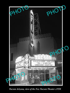 OLD LARGE HISTORIC PHOTO TUCSON ARIZONA, VIEW OF THE FOX THEATRE c1950